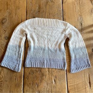 Blue & White Ombré Knit Bell Sleeve Sweater